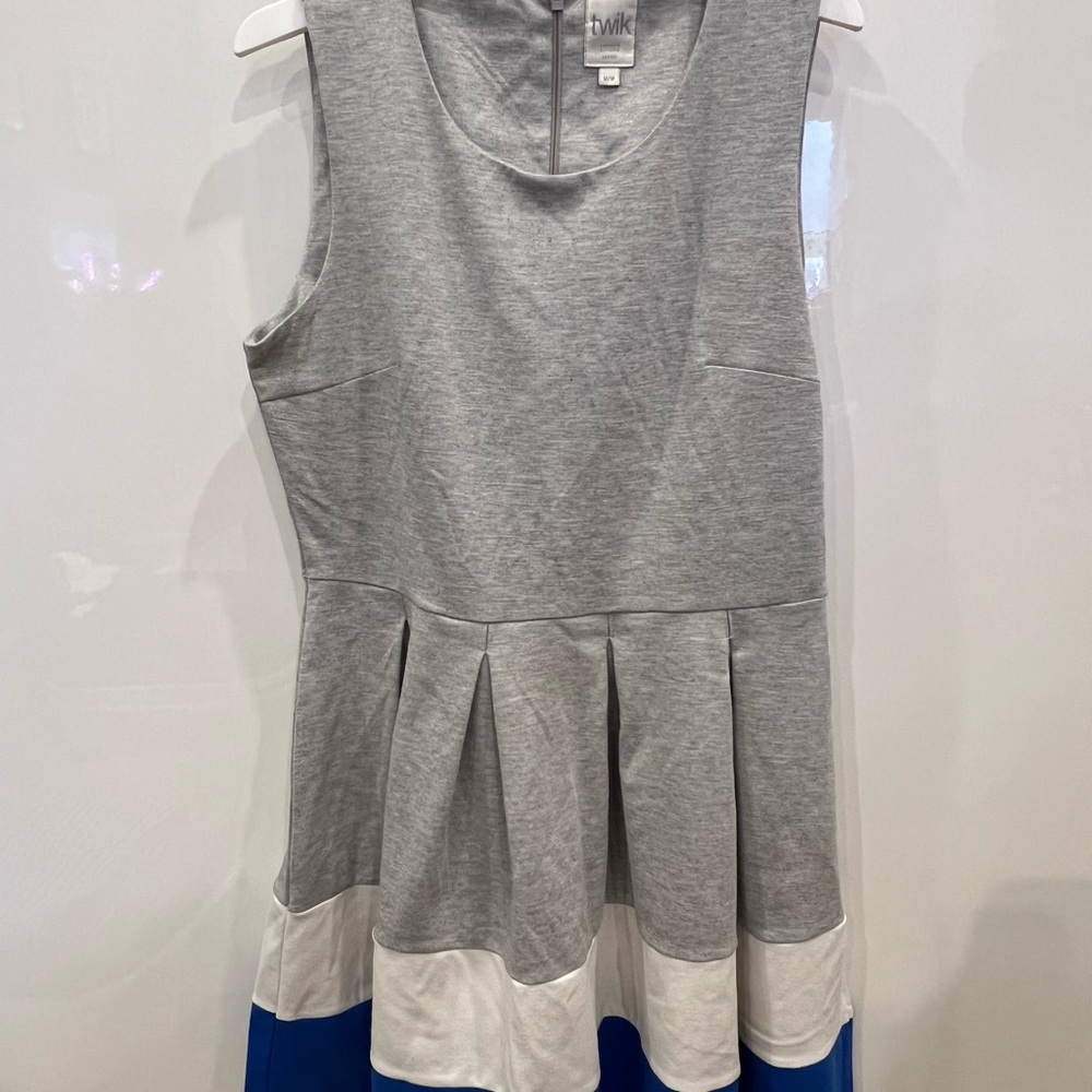 Twik Gray and Blue Women Casual Dress